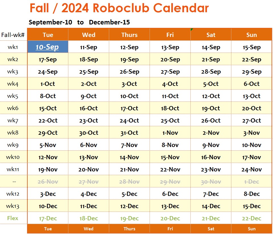 Fall Calendar