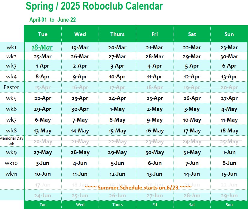 Spring Calendar