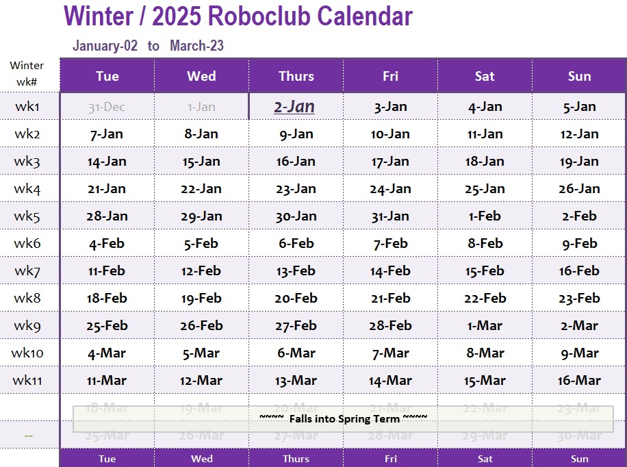 Winter Calendar